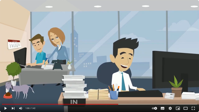Hunde im Büro/ Hunde am Arbeitsplatz – Screenshot aus dem YouTube-Video