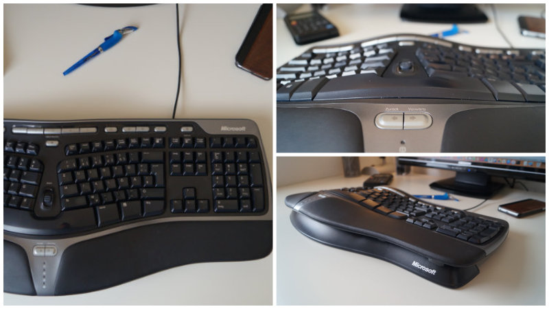 Microsoft Natural Ergonomic Keyboard 4000 – Collage mit 3 Bildern