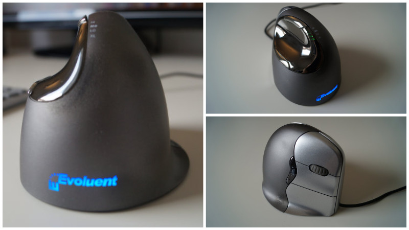 Evoluent Vertical Mouse 4 – VM4R – Collage mit 4 Detail-Bildern