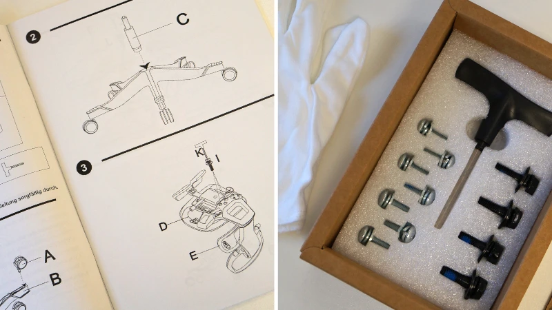 Anleitung, Werkzeug und Schrauben des Bürostuhls C7 Morpher