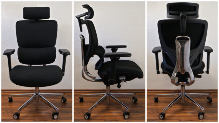 Ansicht: vorne, seitlich und von hinten – Bürostuhl CLOUVOU MasterSeat