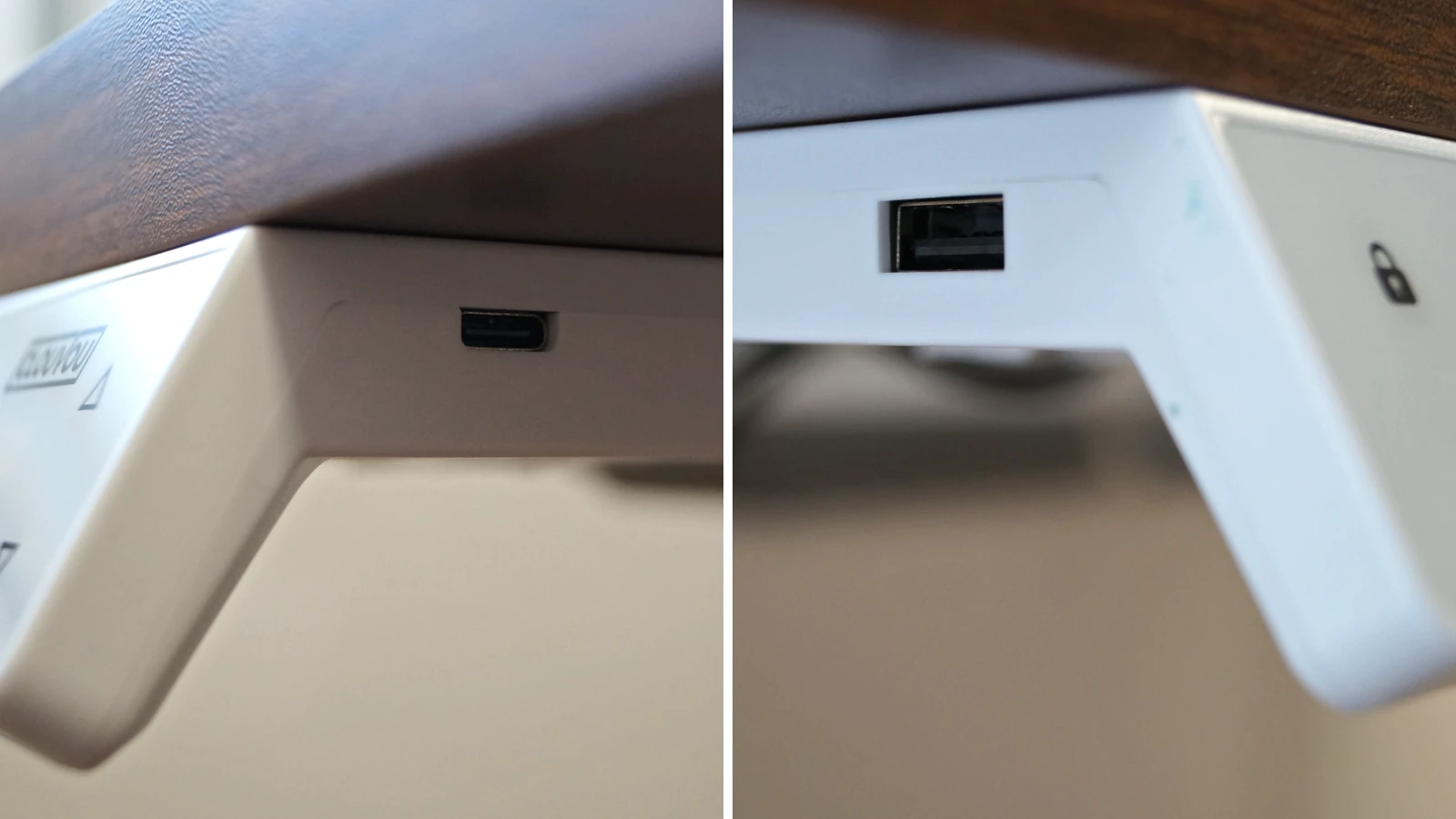 2 Bilder zeigen die seitlichen USB-Ausgänge am Bedienelement des CLOUVOU ProDesk