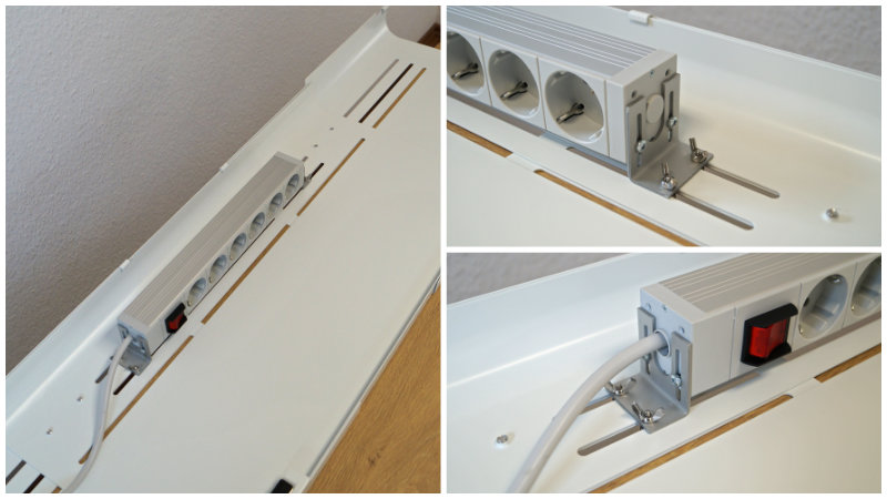 Montage: Befestigung an Kabelwanne – Ergotopia Desktopia PowerDock
