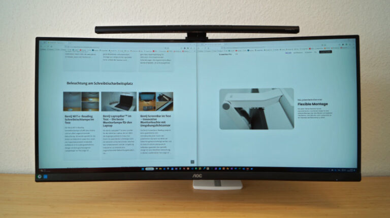 BenQ ScreenBar Pro im Test – Monitorlampe steckt oben auf dem Monitorgehäuse