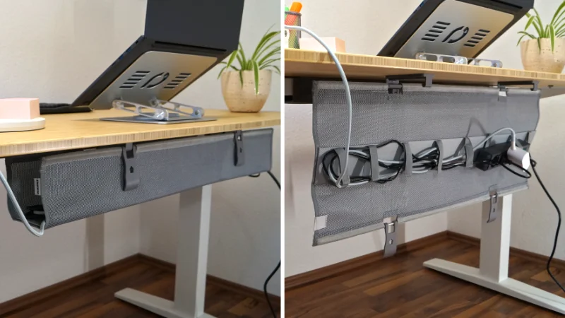 2 Bilder, Deskspace Kabelwanne geschlossen und offen