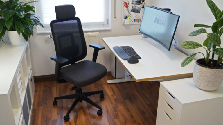Ergotopia PureBack im Test, Bürostuhl steht im Homeoffice