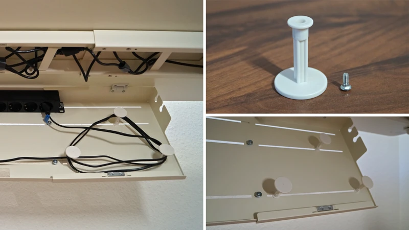 Kabelmanagement: Kabelorganisatorpfosten anschrauben und für Kabelumwicklung nutzen