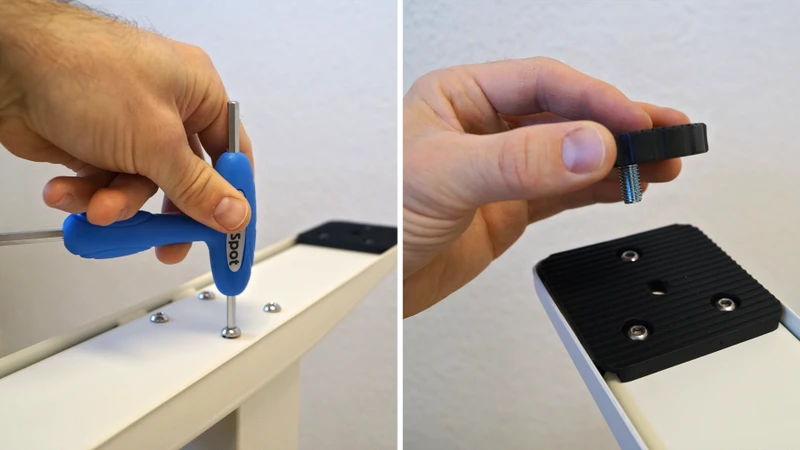 Montage der Tischfüße und Fußteller