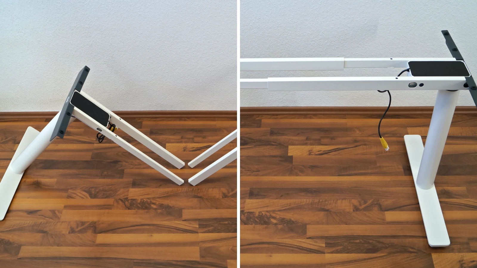 2 Bilder zeigen das Zusammenstecken der beiden Gestellteile