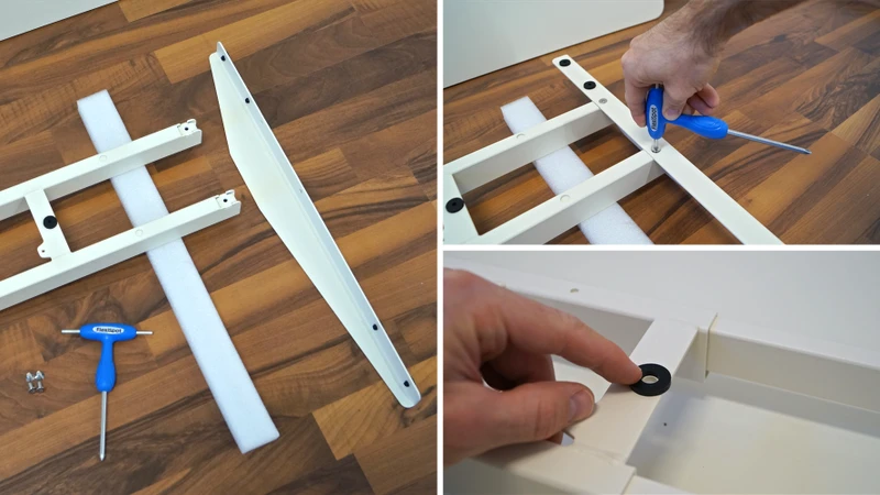 Detailbilder des 1. Montageschritts – FlexiSpot E7 Flow