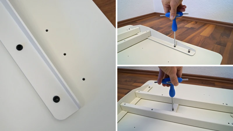 Montageschritt 3: Verbindung von Rahmen und Tischplatte