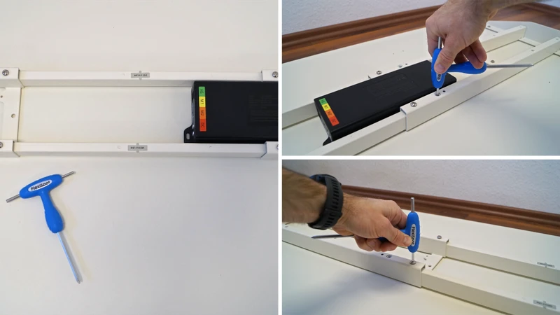 Montageschritt 3: Schrauben am Rahmen festziehen