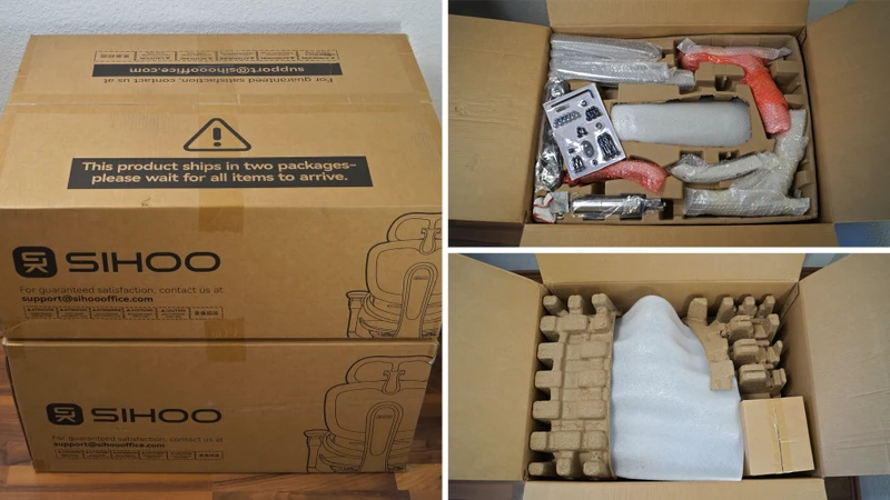 2 Pakete, Blick ins Innere auf die Verpackung – Sihoo Doro C300 Pro V2