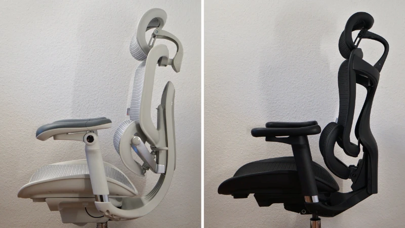 seitlicher Vergleich, links Sihoo Doro C300 Pro V2 gegen rechts Sihoo Doro C300