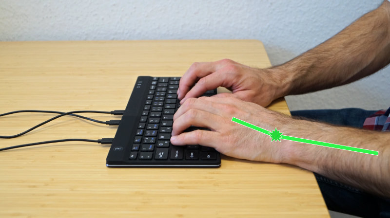 Slimline-Tastatur – Demonstration der Handgelenk-Extension
