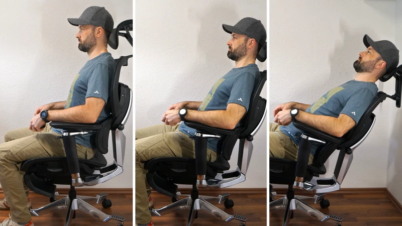 3 Bilder zeigen die Synchronmechanik des FlexiSpot C7 Morpher