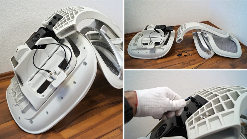 3 Bilder zeigen die Verbindung von Sitz und Rückenteil