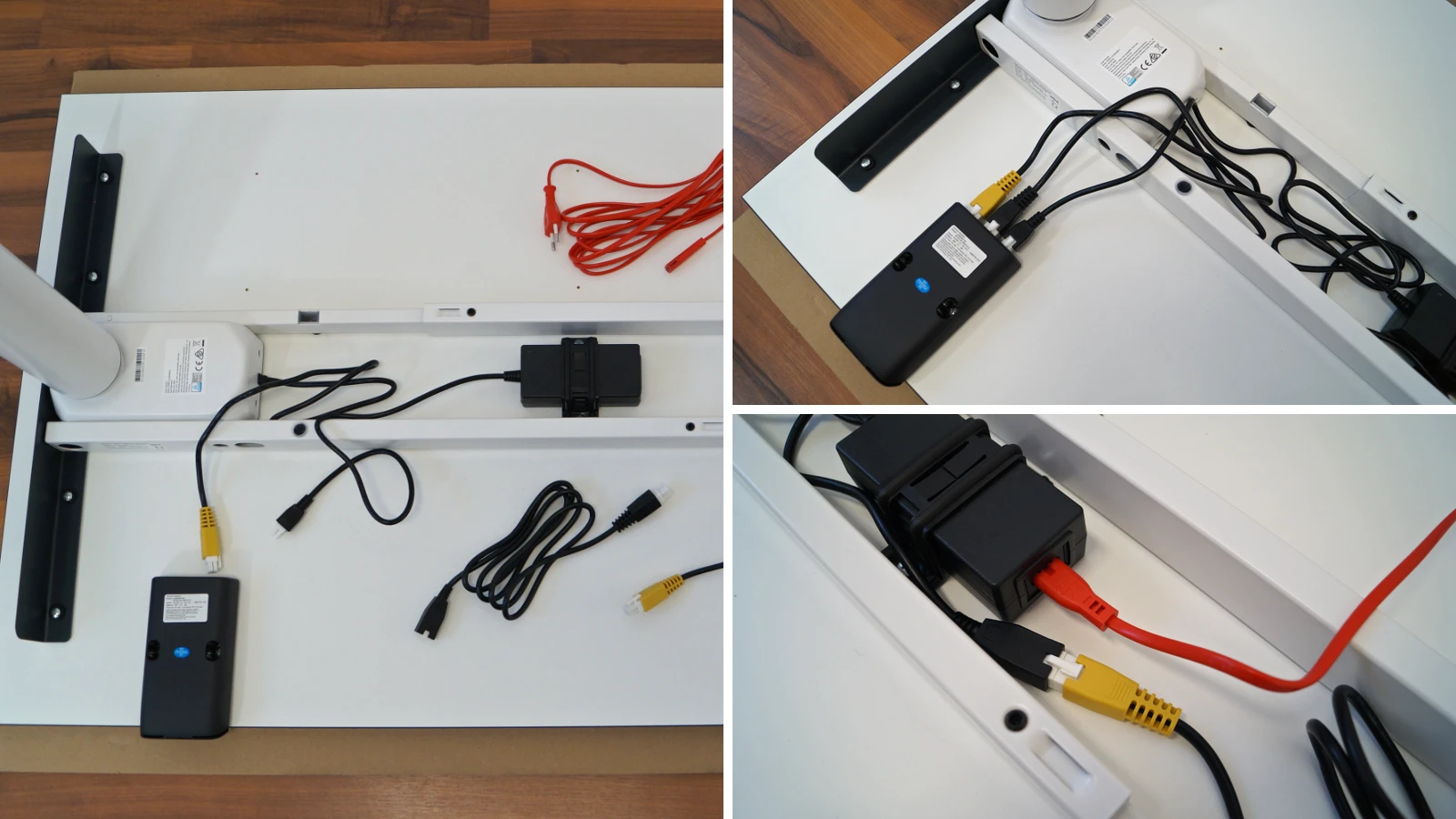In drei Bilder wird die Verkabelung der Elektronik des Eliot Tiny gezeigt